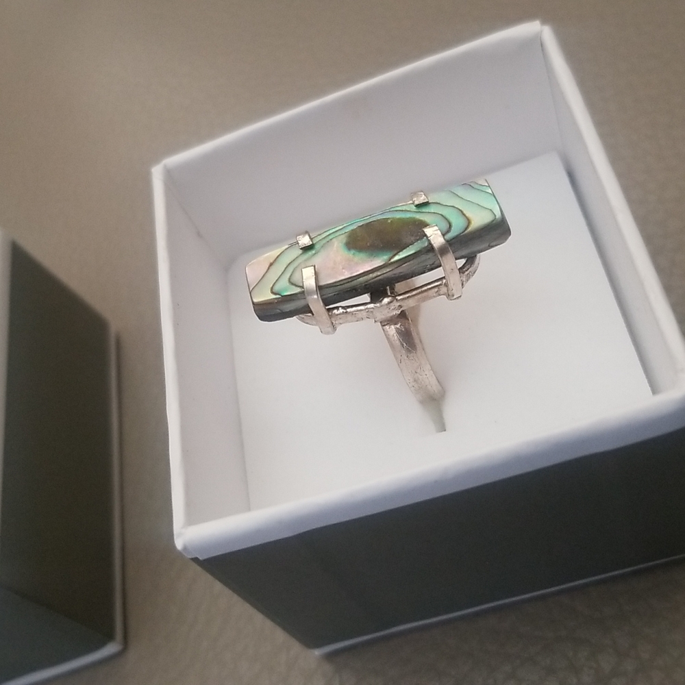 Raw Abalone Sterling Ring - Picture 11 of 12